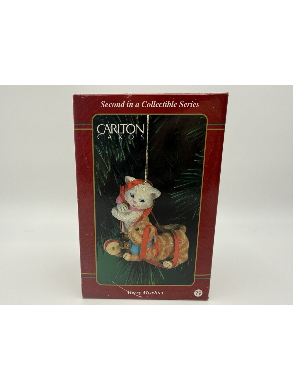 1996 Carlton Cards Ornament Merry Mischief Makers 2nd Issue Cats in Wreath